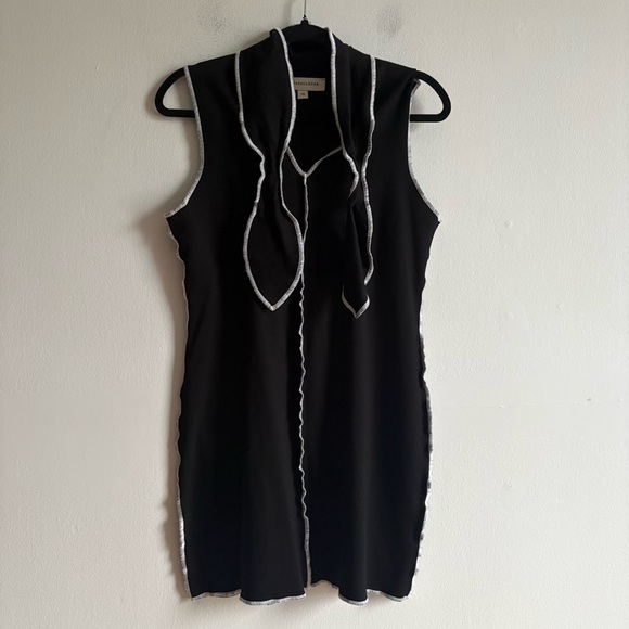 Eliza Faulkner Sz 2X Nicki Black Stretchy Short Bow Neck Dress - Picture 2 of 11